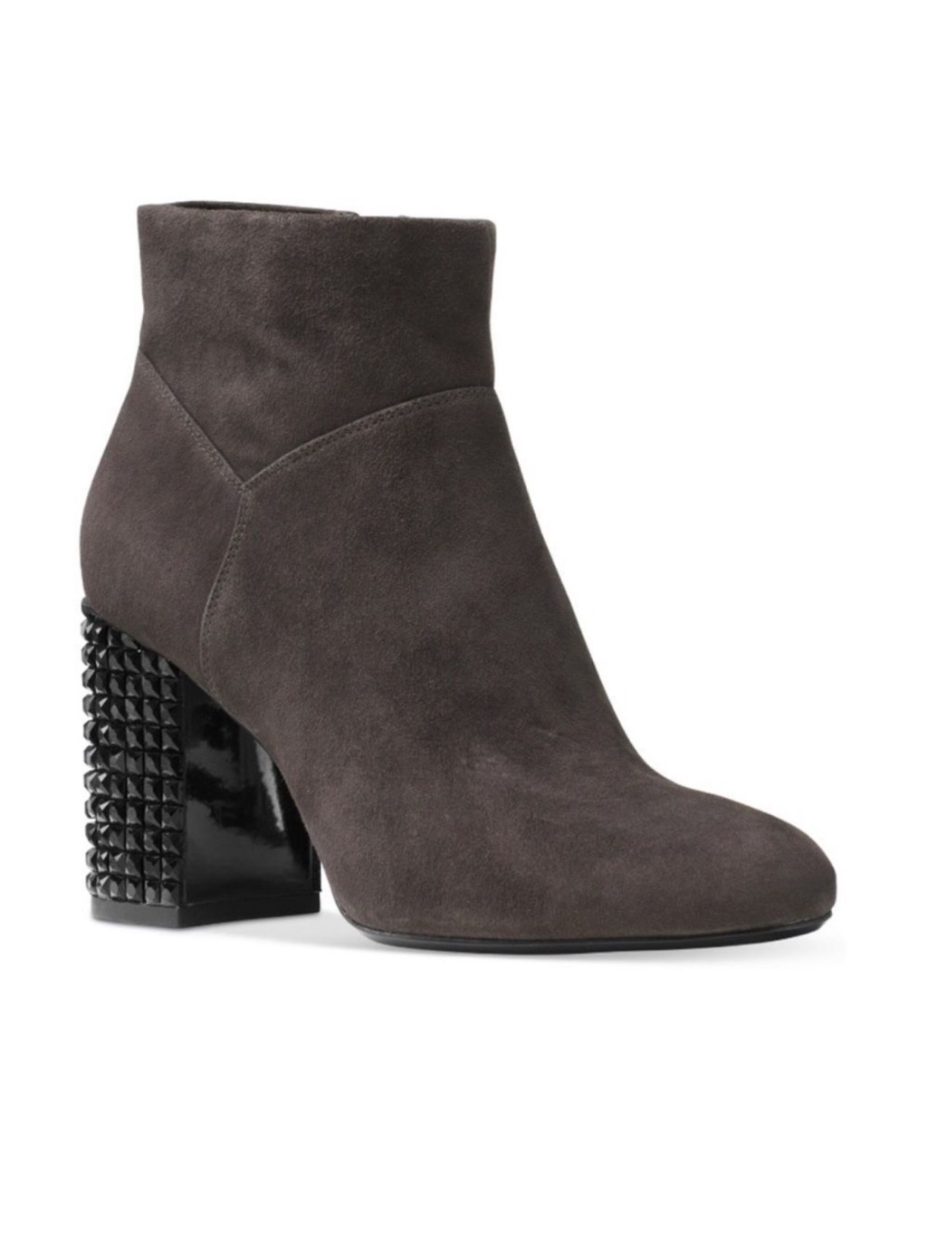 Michael Michael Kors Dark Gray Suede Studded Block Heel Ankle Boot